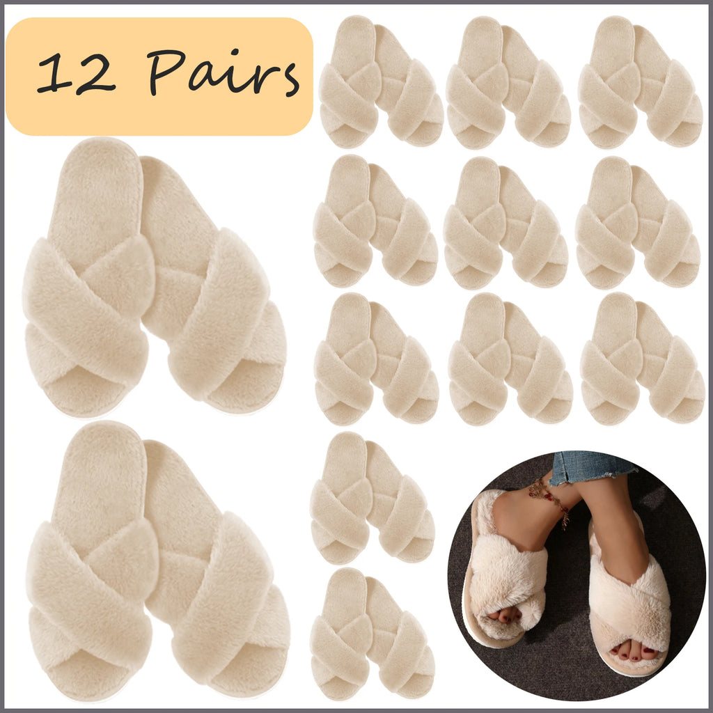 4-12 Sets Faux Fur Slippers