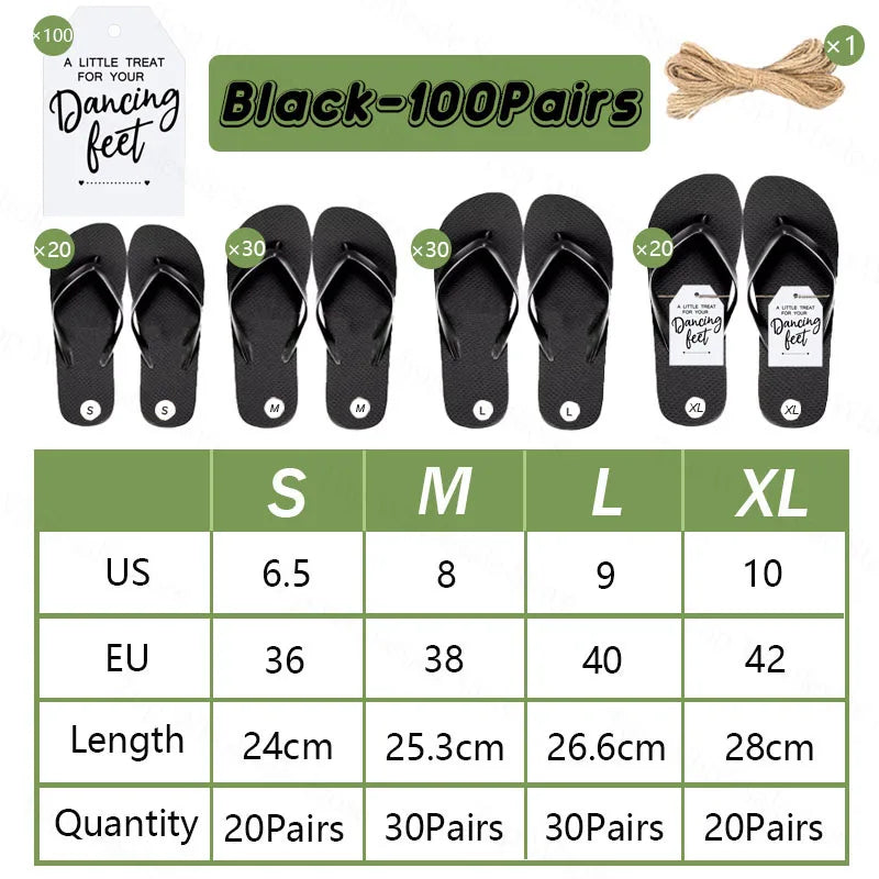 6-100 Pairs Flip Flops "A Little Treat For Your Dancing Feet" Tags