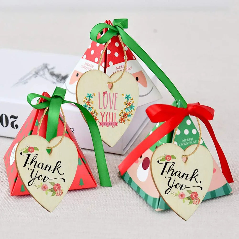 10/20/60PC Wooden Blank Heart DIY Crafts with Natural Twine