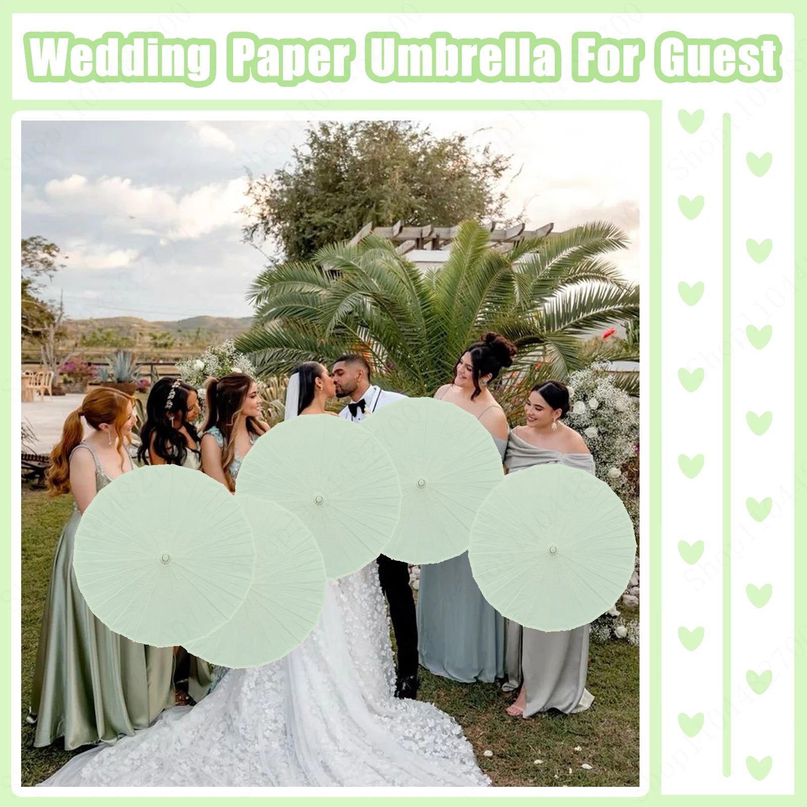 24-90PC 84CM Customised Wooden Handle Paper Umbrellas Parasols