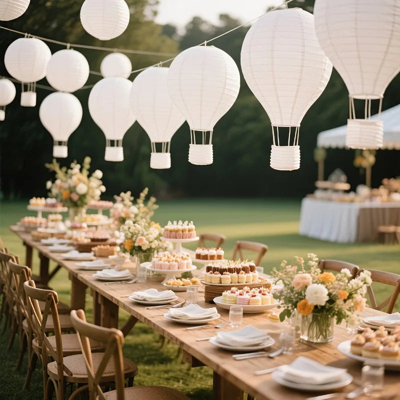 12PC Hot Air Balloon White Paper Lantern