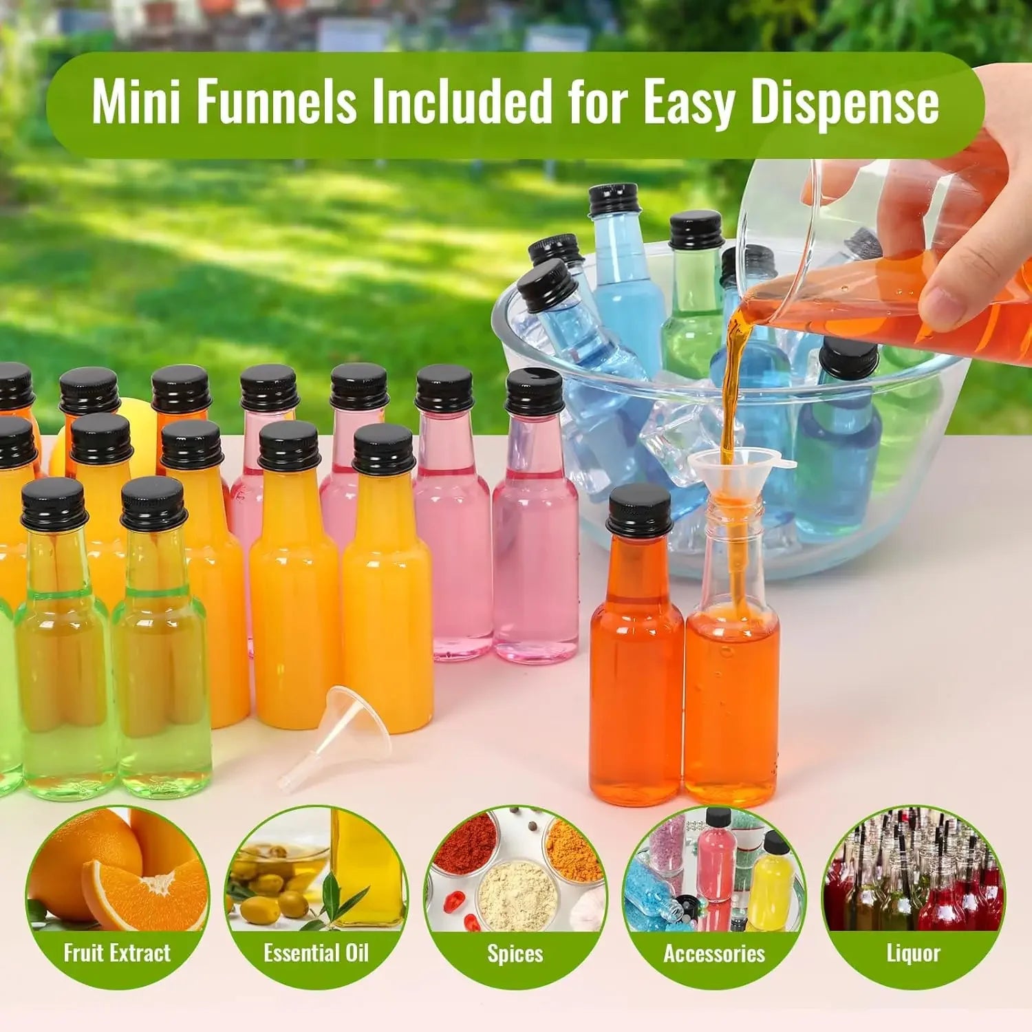 30-100PC Mini Liquor Bottles with Funnels