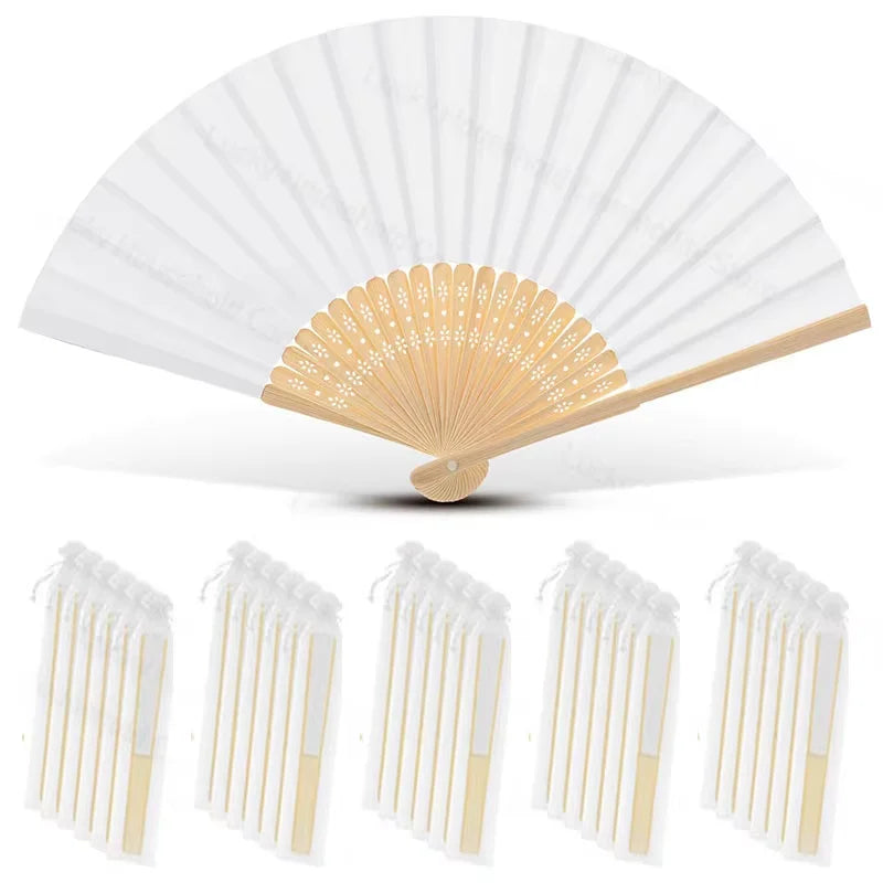 40-240PC Folding Hand Fans Optional Fabric Gift Bag