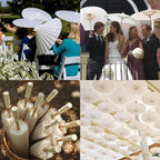 6PC 60/84cm White Paper Umbrellas Wooden Handle