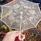 8PC Mini White Embroidered Umbrellas