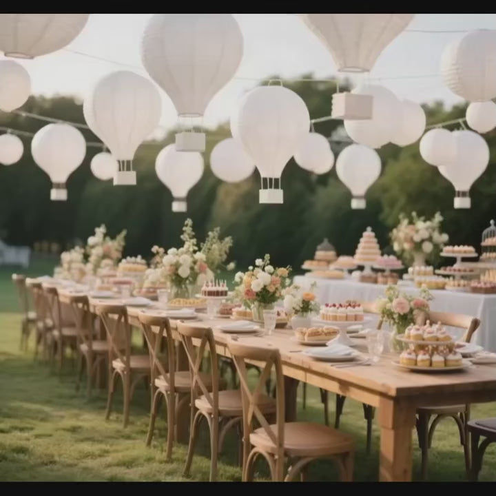 12PC Hot Air Balloon White Paper Lantern